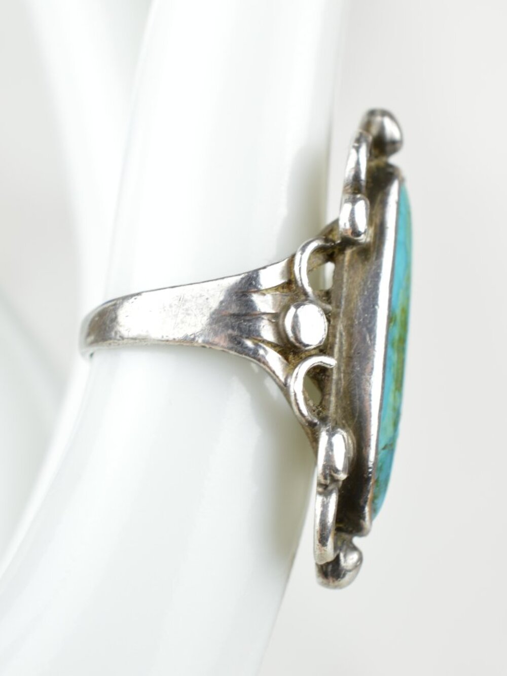 VTG Navajo Sterling Silver Turquoise Statement Ring Size 5.25 - Picture 5 of 11